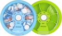 INVODA Weekly Pill Organizer 7 Compartment Rotating Pill Box för daglig medicinering och vitaminer - Portable Travel Pill Case Fish Oil Supplements Vitamins Organizer (Grön + Blå)