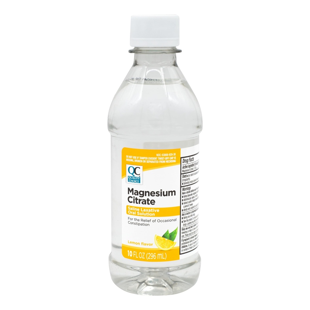 Quality Choice Magnesium Citrate Oral Solution, 10oz - Lemon Flavored Saline Laxative, Supplement for Occasional Constipation Relief, Mag Citrate is a Gentle and Effective Laxative for Regularity