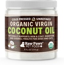 Raw Paws Organic Virgin Coconut Oil för hundar och katter, 8-oz - Stöder Immune System, Digestion, Oral Health, Thyroid - All Natural Allergy Relief för hundar - Hairball Relief