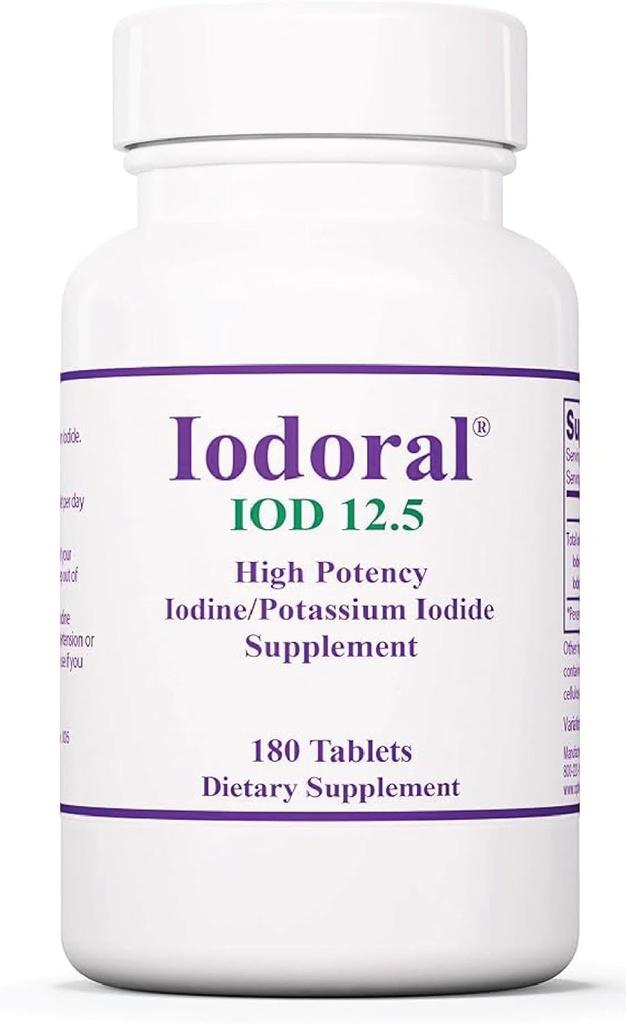 jod tabletter 12,5 mg för näringsstöd - 180 tabletter - dagligt tillskott med kaliumjodid för Wellness & Vitality - 1 Pack