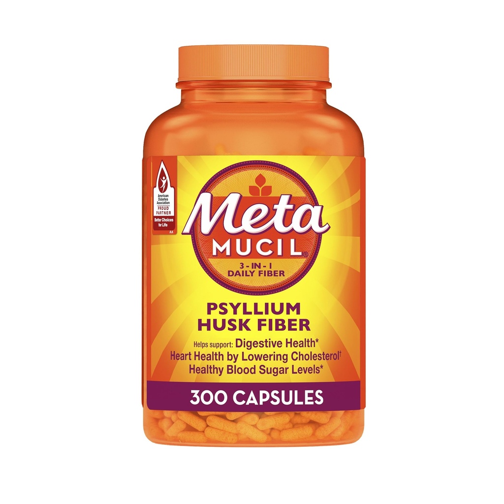 Metamucil, Psyllium Husk Capsules, 300 Capsules, 3-i-1 Fiber Supplement, Daily Psyllium Husk Fiber Capsules Hjälpa Digestive Health genom att främja reglering*, Hjälp Supplement Daily Fiber Intake
