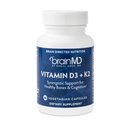 BRAINMD Vitamin D3 + K2-60 kapslar - Synergistiskt stöd för hälsosamma ben och kognition - Glutenfri - 60 portioner