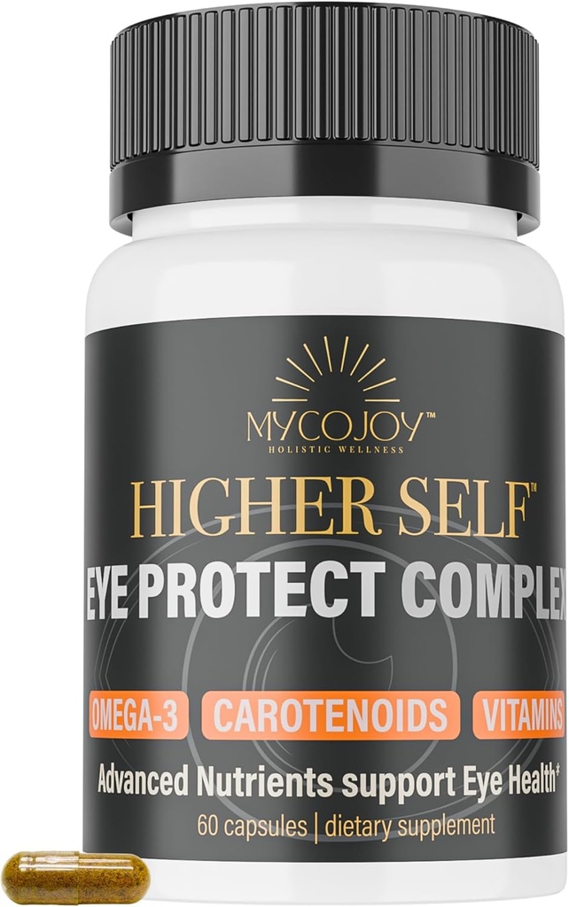 Högre SELFTM Eye Protect Complex Blue Light Defense Advanced Daily Vision Support med Lion's Mane, Omega-3, Lutein, Zeaxanthin, Bilberry Extract och Eyebright | 60 kapslar