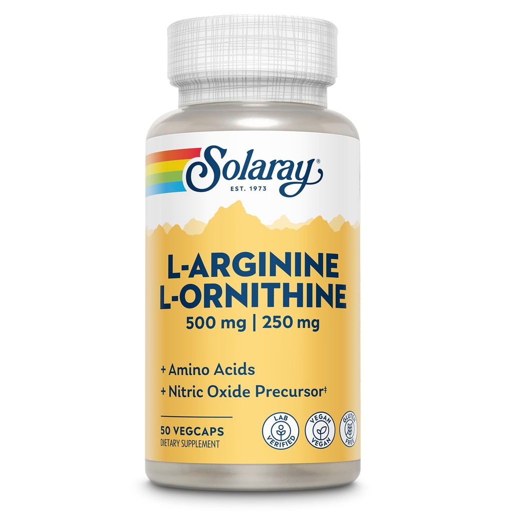 Solaray Free Form L-Arginine och Ornithine Capsules, 50 Count