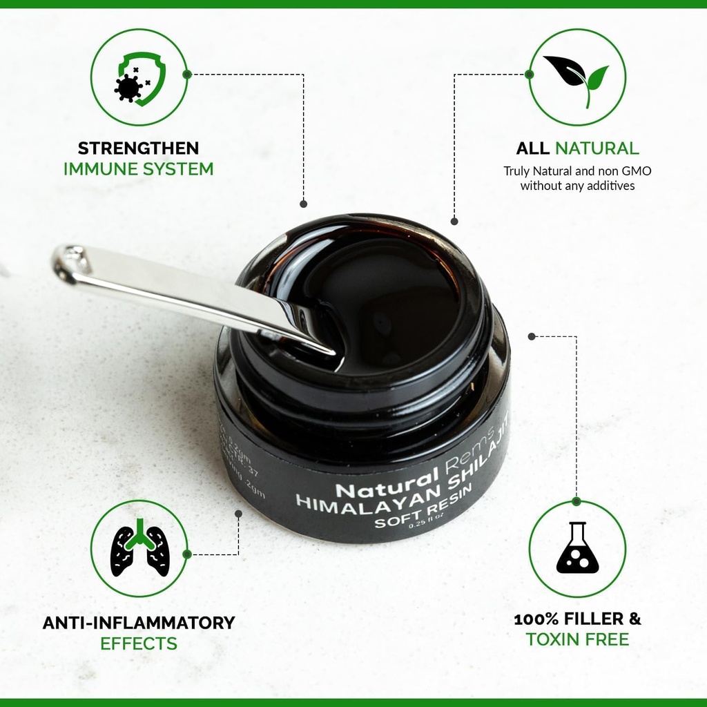 Natural Rems Organic Shilajit - Shilajit Pure Himalayan Organic - Pure Shilajit Fulvic Acid Supplement - Shilajit Energy och Focus Supplement - Holistic Health Supplements...