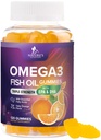 Omega 3 Fish Oil Gummies - 3X Strength Heart Health Support - High Absorption Omega 3 Fish Oil Gummy Supplement med DHA & EPA - Joint & Brain Support för vuxna - Tasty Orange Flavor - 120 Gummies