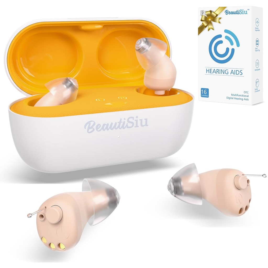 Hearing-Aids - Premium Rechargeable Hearing-Aid för äldste/senior Hearing Loss med överlägsen bulleravbokning, osynliga hörapparater med laddningsfall, långvarig upp till 150 timmar