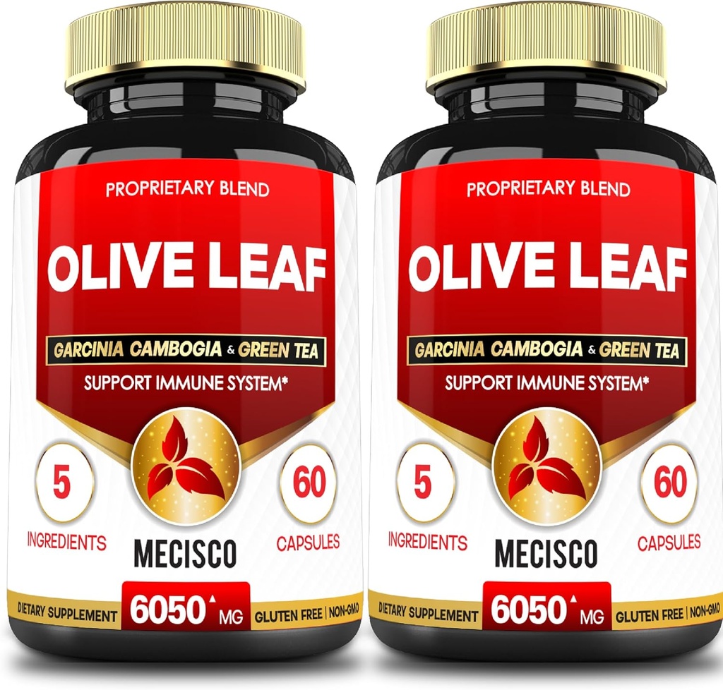 5in1 Olivblad extrakt för 4 månader 6050mg med Garcinia Cambogia, grönt te, grönt kaffe och svartpeppar - kardiovaskulär hälsa, välbefinnande och immunstöd - 2 Packs 60 kapslar