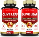 5in1 Olivblad extrakt för 4 månader 6050mg med Garcinia Cambogia, grönt te, grönt kaffe och svartpeppar - kardiovaskulär hälsa, välbefinnande och immunstöd - 2 Packs 60 kapslar
