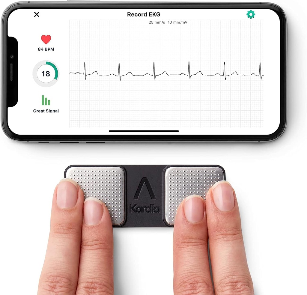 KardiaMobile 1-Lead Personal EKG Monitor - Record at Home - upptäcker AFib & Irregular Arrhythmias - Lätt resultat på 30 sekunder - Fungerar w / De flesta smartphones