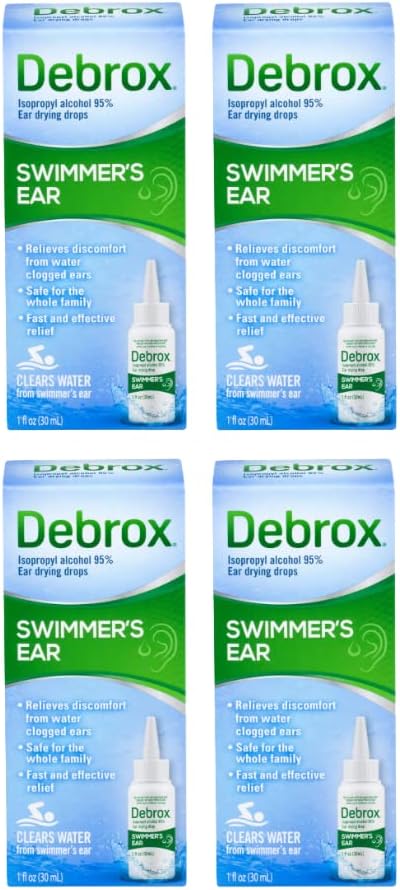 Debrox Swimmer's Ear Drying Drops för vuxna och barn, 1 Fl oz. (Pack of 4)