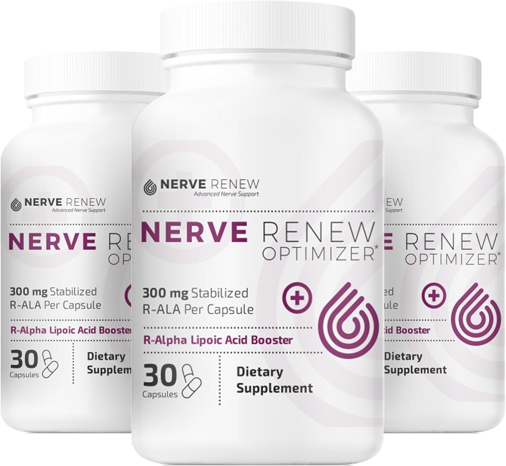NERVE RENEW Optimizer, 3 Pack (90 kapslar) - 300 mg stabiliserad R-Alpha Lipoic Acid per kapsel för Natural Nerve Discomfort Support - Snabb Absorption - Säker och All Naturlig