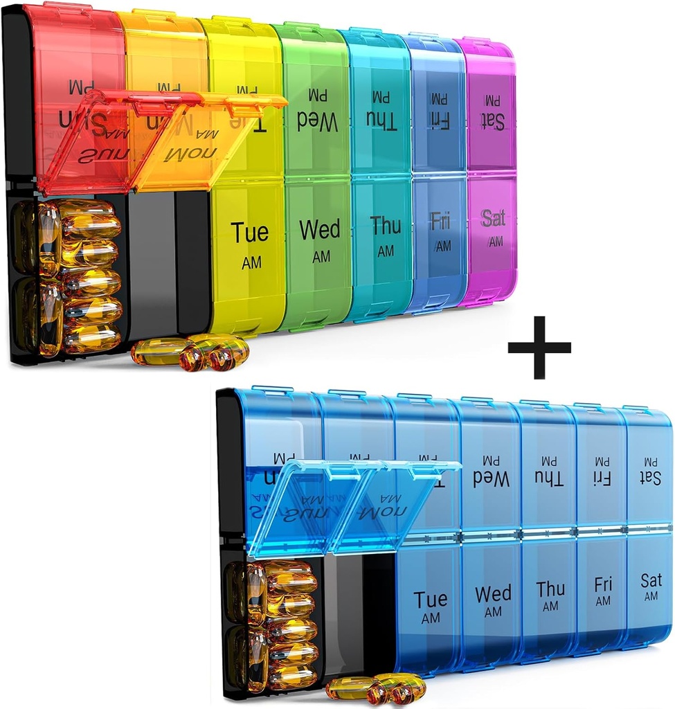 Extra stor Pill Organizer 2 gånger per dag, vecka XL AM PM Pill Case, 7 Day Pill Box två gånger om dagen