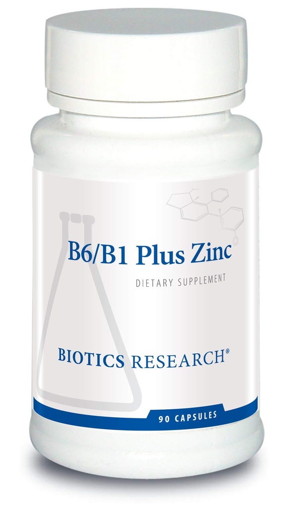 Biotics Research B6 B1 Plus Zink levererar aktiva former av B-vitaminer, 5 mg hög biotillgänglig zinkform, hjälpmedel i aktivitet av över 300 olika zinkberoende enzymer 90 kapslar
