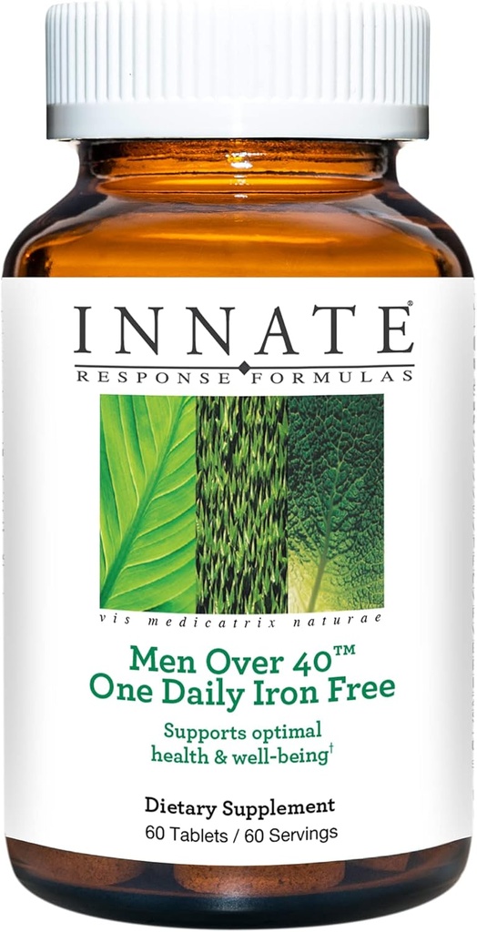 INNATE Response Formulas Män Över 40 En Daglig Järnfri - Daglig Multivitamin För Män 40 + - Järnfri - Med B Vitaminer - Vegetarisk, Icke-GMO - Gjord utan 9 Livsmedelsallergener - 60 Greve (60 portioner)