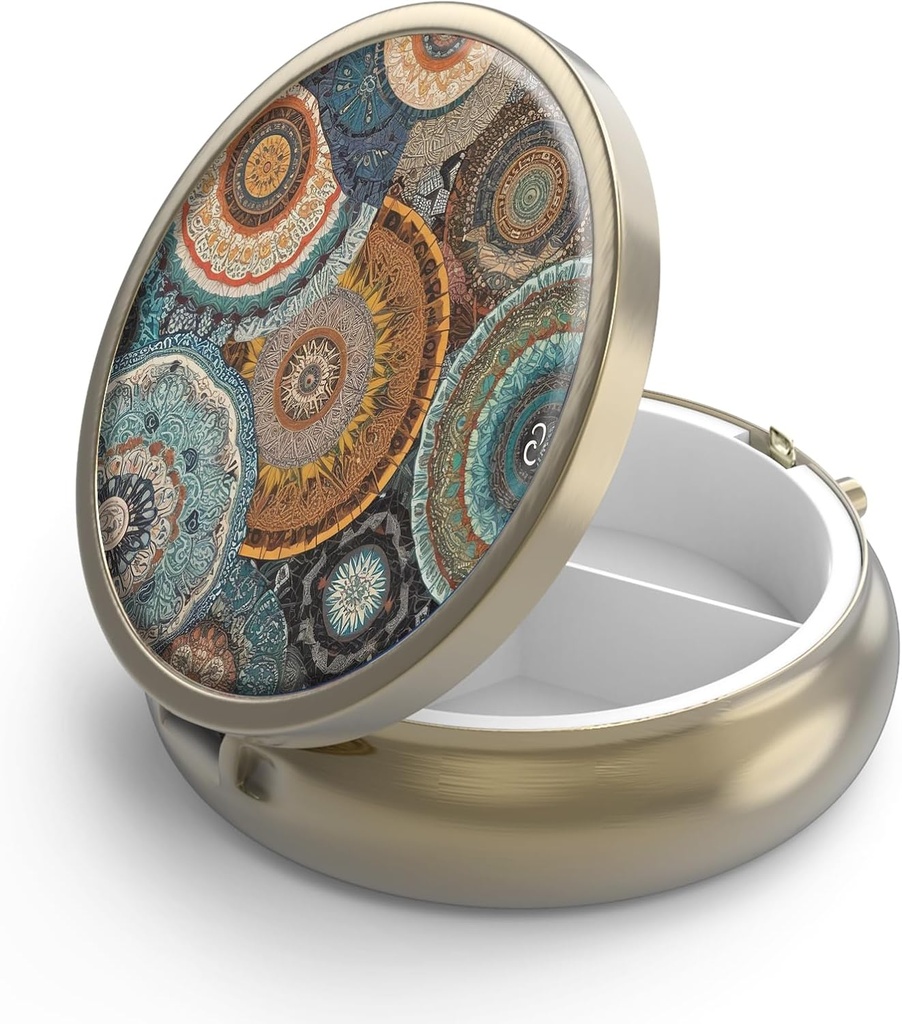 Pill Box 3 Compartment Small Pill Case,Portable for Pocket or Purse Pill Organizer Pill Container Holder to Hold Vitamins, Medication, Fish Oil and Supplements (Blue Cracked Marbling)