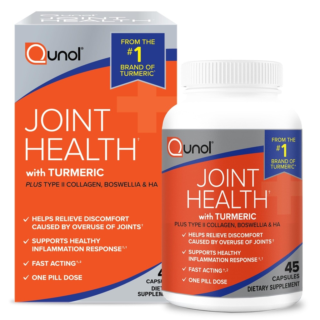 Qunol 5-i-1 Joint Support Supplement, Fast Acting, One Pill Dose, Support Healthy Inflammation Response & Discomfort orsakad av överanvändning av gemensamma, alternativ till Glucosamine Chondroitin MSM, 45 Count
