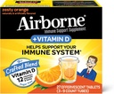 Airborne 750mg Vitamin C med Zink Effervescent tabletter, Immune Support Supplement med kraftfulla antioxidanter vitaminer A C D3 & E - 27 Fizzy Drink tabletter, Zesty Orange smak