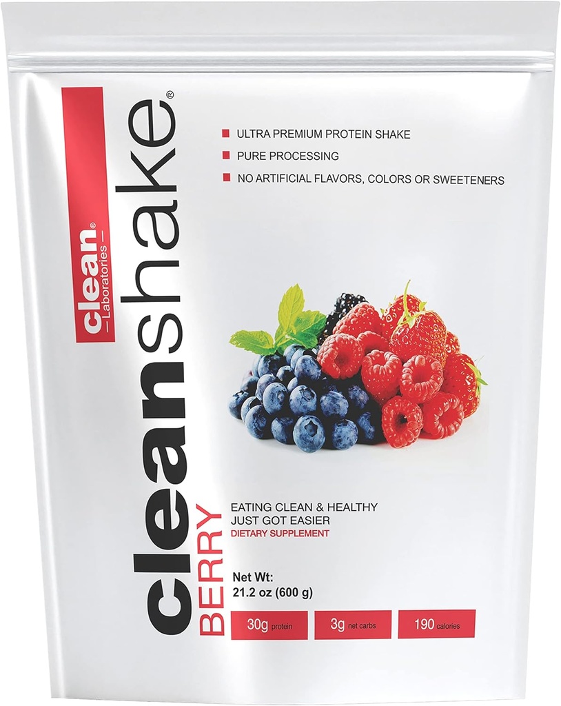 CleanShake Ultra-Premium Protein Shake. Ren proteinpulver skaka med 21 organiska ingredienser, 23 vitaminer och mineraler och icke-GMO och rGBH-Free Grass Fed Whey Protein. Informerad proteincertifierad