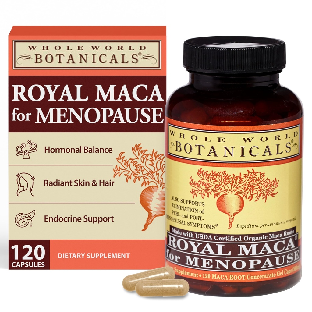 Hela världen Botanikaler Royal Maca för klimakteriet, 120 CT