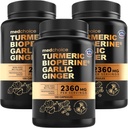 4-i-1 gurkmeja och vitlökstillägg med BioPerine - 2360mg gurkmeja ingefära rotkapslar med vitlök - hög potens Herbal Blend (120 ct, Pack of 3)
