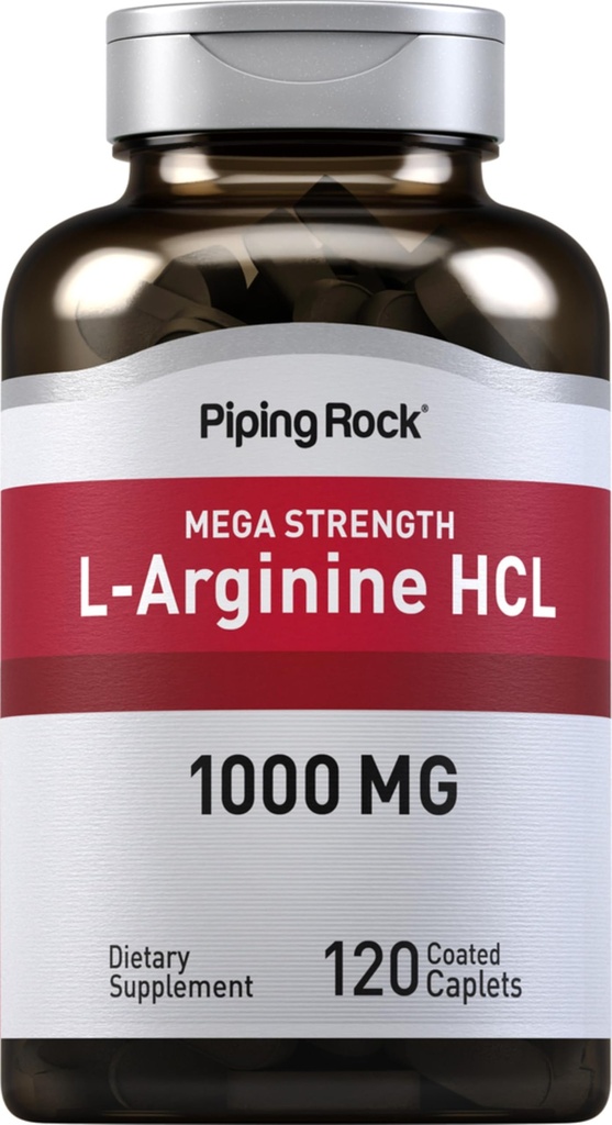Piping Rock L-Arginine HCl 1000mg | 120 Caplets | Tillskott för män och kvinnor | Mega Styrka | Vegetarian, icke-GMO, Gluten Free