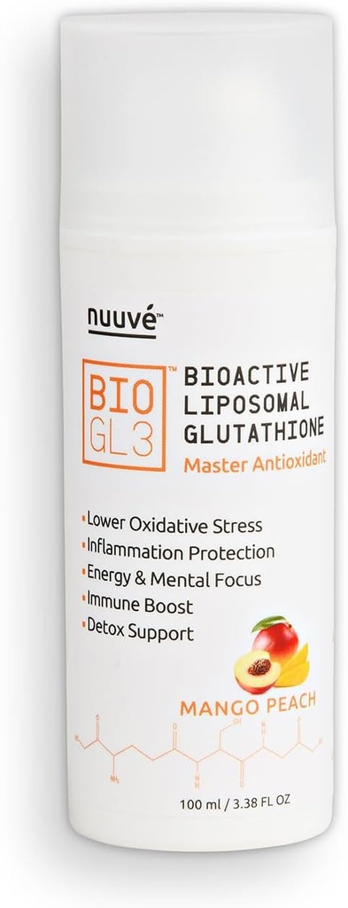 BIOGL3 Bioaktiv Liposomal Glutathione 446 mg Ultra Potent Pure Patented i luftlös Dispenser. Snabb Absorption, Lägre oxidativ stress och inflammation. Energi, Detox, Immune Boost, Focus