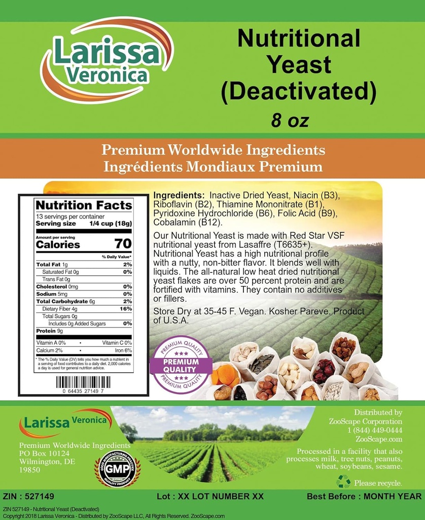 Nutritional Yeast (Deaktiverad) (8 oz, ZIN: 527149)
