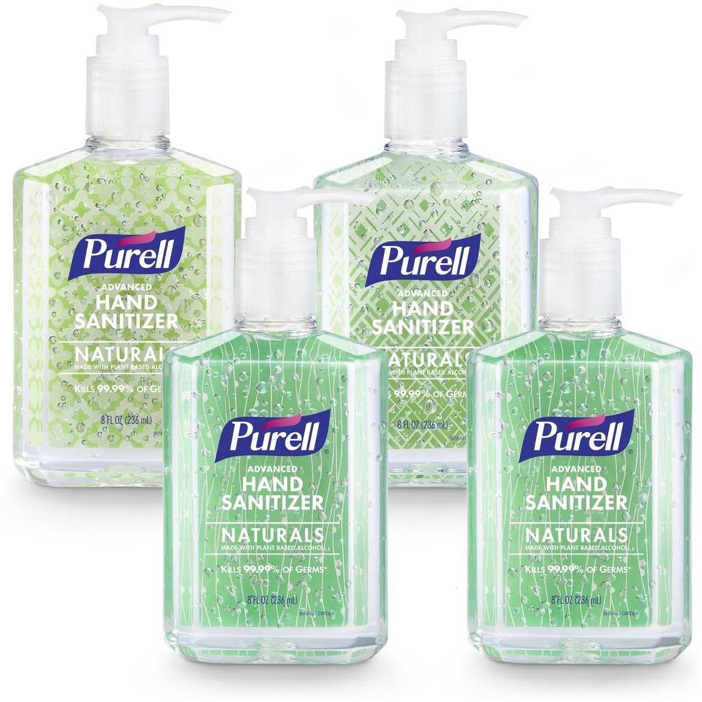 PURELL Advanced Hand Sanitizer Naturals med växtbaserad alkohol, Citrus Scent, 8 fl oz Pump Bottle (Pack of 4) - 9626-06-ECDECO
