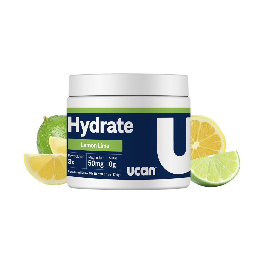 UCAN Hydrate Electrolyte Drink Mix (Lemon-Lime, 30 Servings) Sugar-Free, Keto-Friendly, Vegan, Non-GMO, Gluten-Free Electrolyte Powder with Potassium & Magnesium for Runners & Athletes