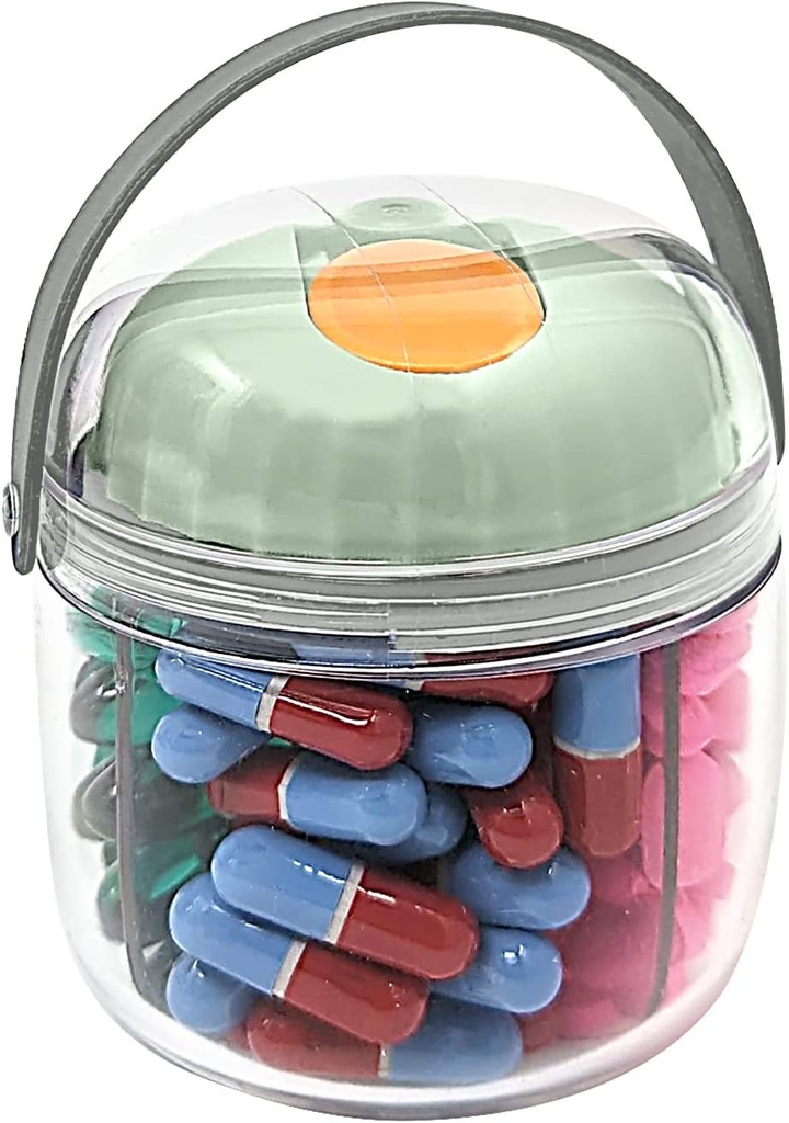 Mini Pill Dispenser Organizer Bottle, Daily Travel Medication Box med säker stängning (Mini - Green)