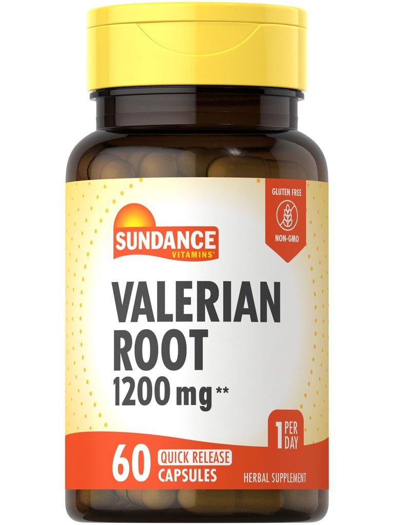 Sundance Valerian Root Supplement | 1,200mg | 60 Snabbmeddelandekapslar | Icke-GMO och Glutenfri Formel