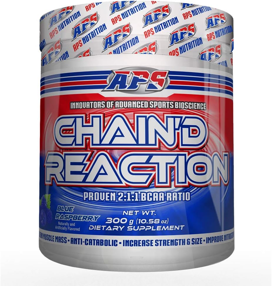 Chain'd Reaction - Den ultimata BCAA Amino Acid Recovery Aid för muskeltillväxt, blå hallon, 300 gram
