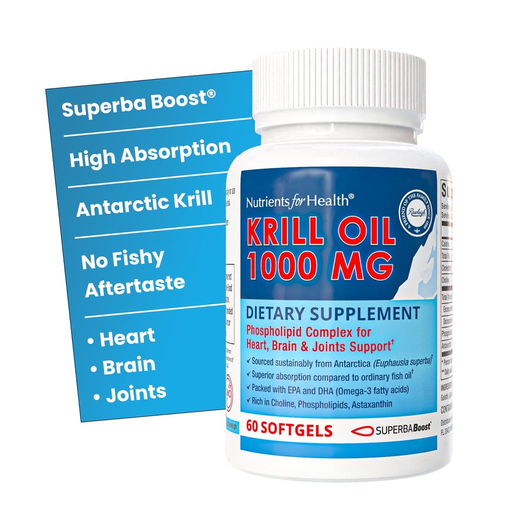 Rawleigh Premium Red Krill Oil: 60 Non-GMO Softgels, 1000mg av Euphasia Superba Oil en dag, rik i kolin, fosfolipider, Astaxanthin, EPA & DHA Omega-3 Fatty syror, för hjärta, gemensamma, hjärnhälsa