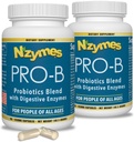 Nzymes® Pro-B Probiotics and Digestive Enzymes for Digestive Balance, Better Digestion, Indigestion och Constipation (180 Total Caplets) - Tillverkad i USA