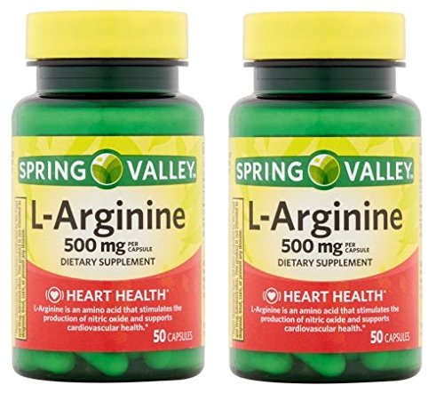 Spring Valley: 100 kapslar 500 Mg Ea. L-Arginine (Pack of 2)