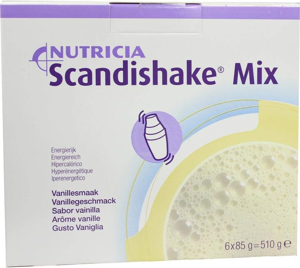 Scandishake Weight Gain Instant Shake Mix Powder, Vanilla, 3 Ounce Packet - Box på 4