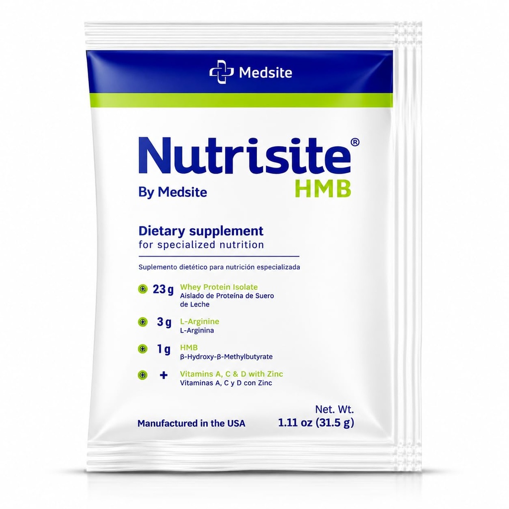 Nutrisite HMB - Special Medical Purpose Food, Single Pack - Modular Powdered Formel Baserat på Whey Protein Isolate, L-Arginine, HMB, Vitaminer A, C, D och Zink - Mix med Orange Juice (1.11 Oz)