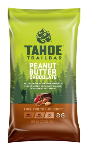 Tahoe Trail Bar, Plant-Based Natural Energy Bar (2.22 Ounce Protein Bar, 12 greve) High Protein Non-GMO, Gluten-Free, Vegan Healthy Snacks - jordnötssmör Choklad