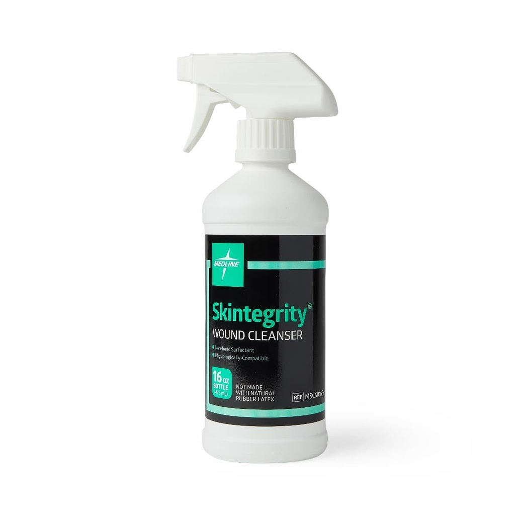 Medline Skintegrity Wound Cleanser (förpackning av 1), 16 ounce Spray Bottle, för sårrengöring, debridement, avlägsnande av protein, tryckskador, infekterade sår, spray kan justeras från dimma till ström