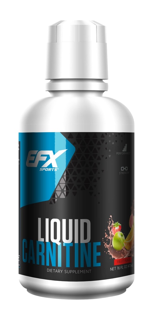 EFX Sports L-Carnitine Liquid 1500mg, förbättra prestanda och styrka, vitamin B5 (31 portioner, fruktpunch)