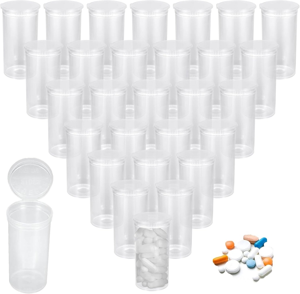 100Pcs Plast Empty Prescription Vial, 13 Dram Pill Bottles, Waterproof Airtight Joint Pill Bottles med Pop Top Caps Medicine Container för piller, hantverk, godis, kosttillskott och mer