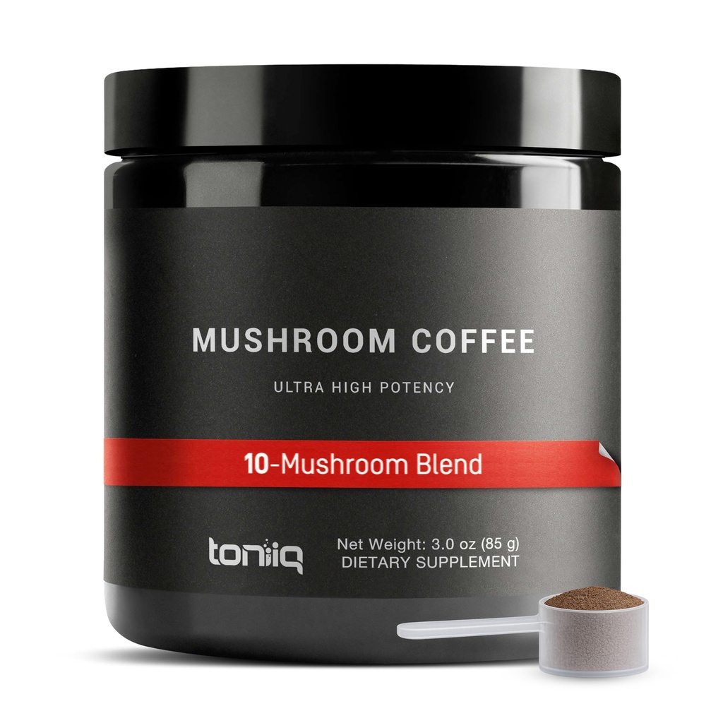 Mushroom Coffee - Ultra High Potency 10:1 Concentrated Extract - Colombian Sourced Beans med 10 Mushroom Blend, Lion's Mane & Cordyceps - Rich & Functional Coffee Alternative - Tredjeparts Lab Testad