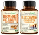 Gurkmeja Supplement och Ginger Root Joint Support Supplement & Glucosamine Chondroitin MSM och Turmeric Supplement