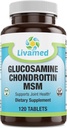 Glukosamin Chondroitin MSM Complete Complex - Gemensamma stödtillskott för knän, tillbaka, HIPS & Inflammation - Mobilitetshälsotillskott för smärta, värk, ömhet och inflammation - 120 tabletter