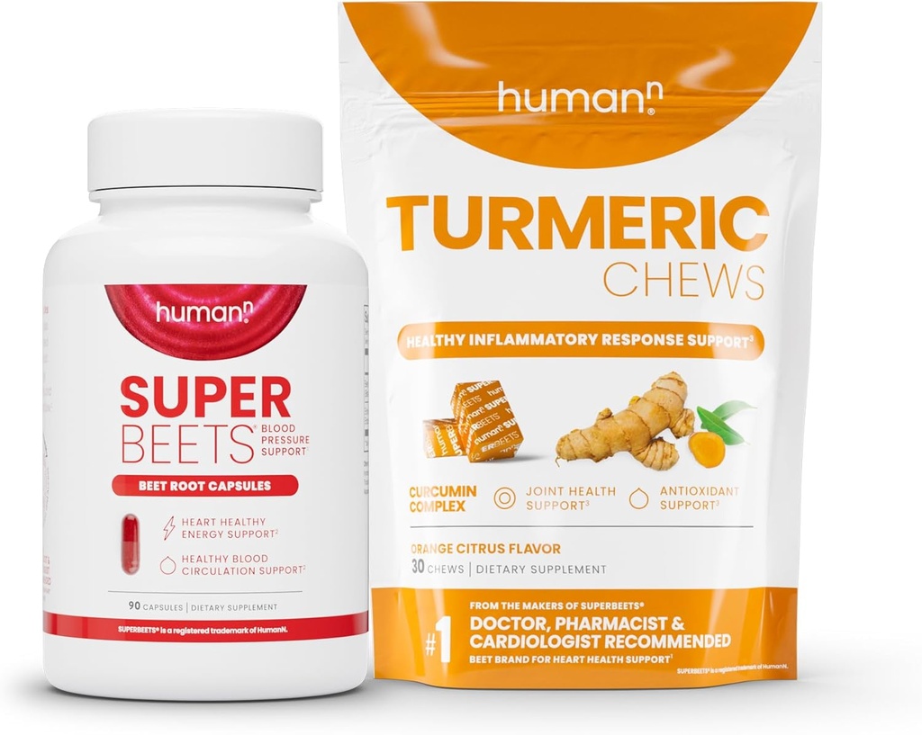 Humann SuperBeets Beet Root Capsules och gurkmeja Chews
