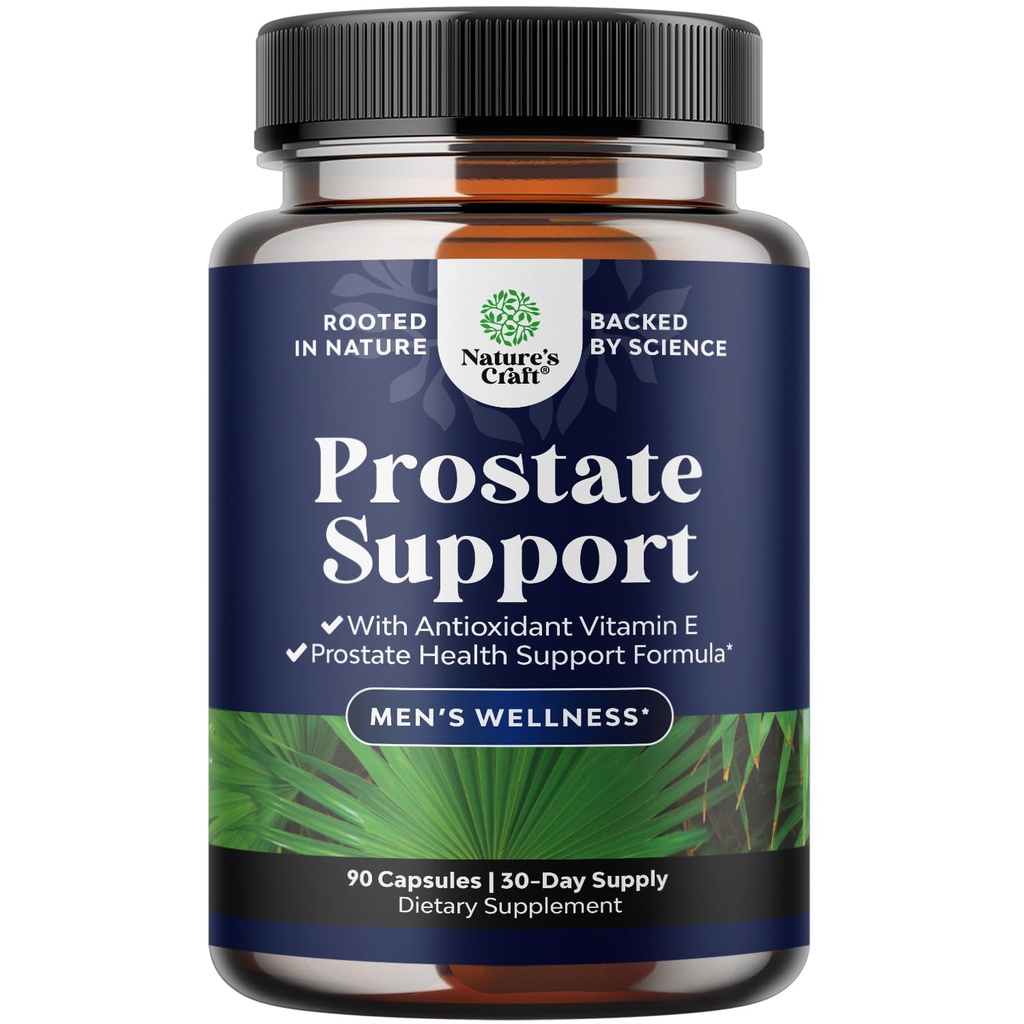 Herbal Prostate Supplement för män - Potent Pygeum och Saw Palmetto Extract med Beta Sitosterol & Green Tea för urinvägsstöd - Manlig hälsa Blend för frekvent urinering - 90 kapslar