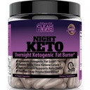 Clean + Lean Night Keto: First Ever Overnight Ketogenic Fat Burner & Sleep Aid | BHB Ketones + MCT Oil Extract + Vitaminer & Minerals | 24 HR Diet Sleep Great Lose Weight | All Natural & GF | 60 Caps