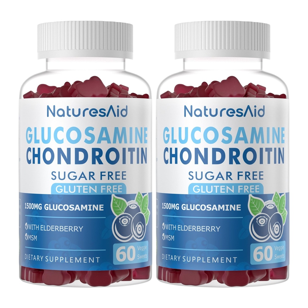 Glukosamin Chondroitin Gummies med MSM & Elderberry Extra Strength - Gemensamt stöd, Antioxidant Immune Support Supplement för vuxna, Män & Kvinnor.