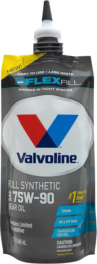 Valvolin FlexFill Avancerad Full Syntetisk 75W-90 Gear Oil 1 Kvartspåse